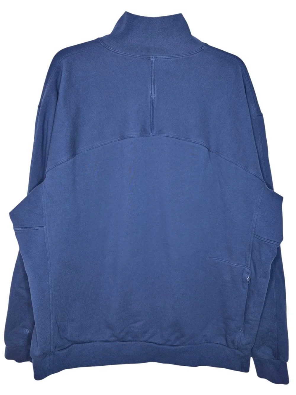 Lululemon Mens Half Zip Pullover Sweatshirt Blue Back Zip Pocket XXL